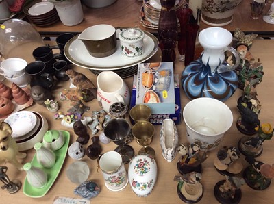 Lot 426 - Tea ware, collection animal ornament including Poole Pottery owl, glass ware, metal items and sundries
