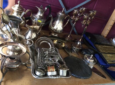 Lot 403 - Silver plated hot water jug together with other silver plated ware and metal wares