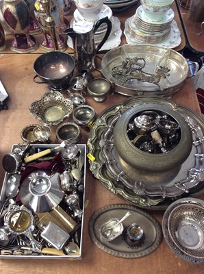 Lot 440 - Group of silver plated slavers, cruets and other plated wares