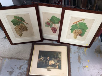 Lot 435 - Four prints including bunches of grapes and an interior scene