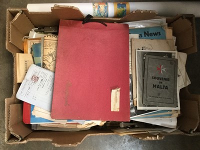 Lot 252 - Box of vintage ephemera to include photographs, newspapers  and ephemera to include vintage London Underground map posters