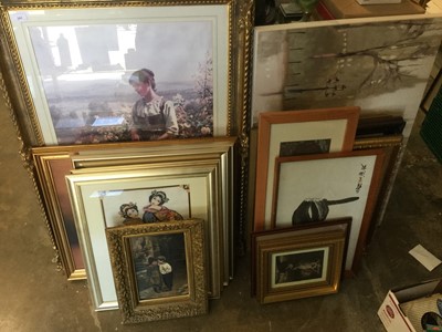 Lot 242 - Collection of oil paintings, watercolours, needlework pictures and prints
