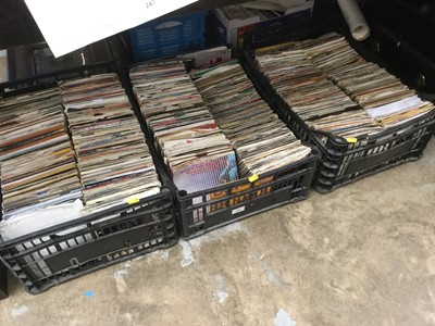 Lot 243 - There boxes of 7" single records, estimated to be approximately 1,000