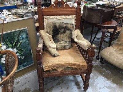 Lot 882 - Victorian 'Manner of' Gillows oak Aesthetic movement armchair