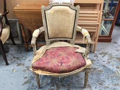 Lot 881 - 19th century French open armchair with original painted with retailer's label - Hallidays, London