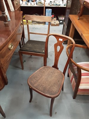 Lot 35 - Bentwood Thonet chair, Scandinavian teak bar back chair, simulated marble plinth
