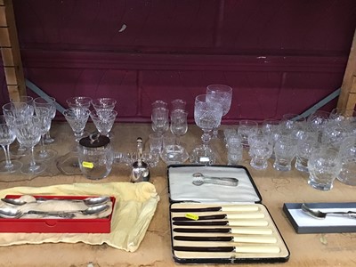 Lot 521 - Group of assorted silver plated wares to include a teaset together with cut glass table wares