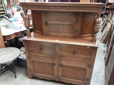 Lot 931 - Oak court cupboard with carved decoration