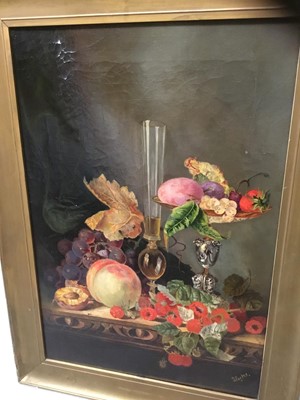 Lot 295 - J. Giles early 20th century oil on canvas still life
