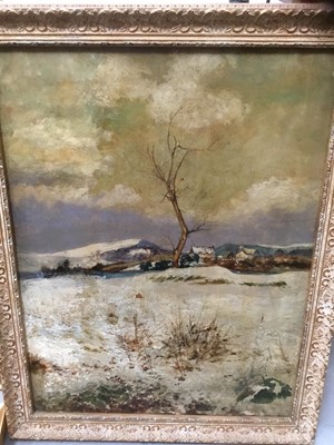 Lot 297 - Mid 20th century Continental school oil on canvas, snowy landscape