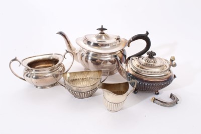Lot 295 - Victorian batchelor's three piece silver teapot, together with silver plated teapot and sugar.