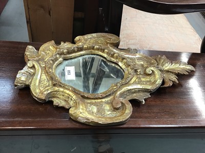 Lot 853 - Antique giltwood mirror with leaf cresting