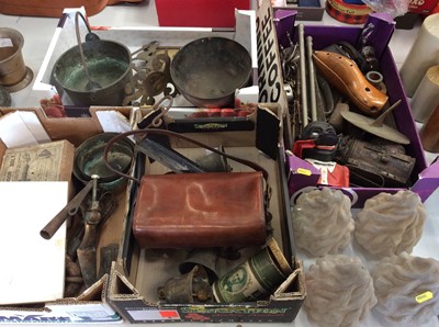 Lot 450 - Group metal ware, light shades and other items