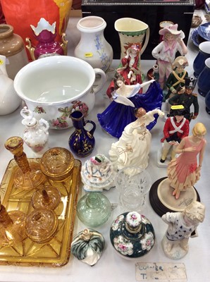 Lot 455 - Three Royal Doulton ladies together with other ceramics and glassware