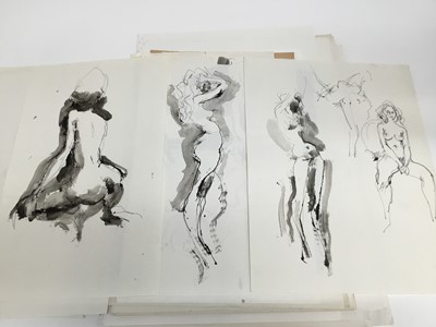 Lot 141 - Folder of intimate life studies of a man and woman together, together with two folders of female nudes from 1965 by Peter Collins (1923-2001), approx 67 drawings