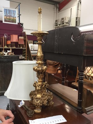 Lot 1025 - Large decorative gilt lamp and shade