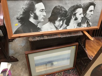 Lot 329 - Beatles print and Mick Grant watercolour of Brighton beach