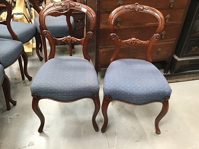Lot 982 - Set of six mahogany balloon back dining chairs