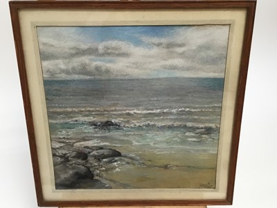 Lot 21 - Good chalk seascape signed Stock 1949