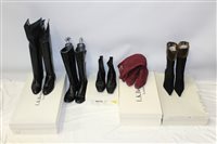 Lot 3058 - Ladies' boots - black fur-trimmed suede with...