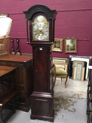 Lot 858 - Contempory longcase clock with chiming movement retailed by Smallcombe, Essex in mahogany case with weights and pendulum