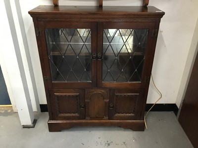 Lot 861 - Old Charm oak cupboard with leaded glazed doors and two cupboards below 84cm wide, 103cm high