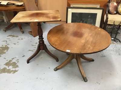 Lot 867 - 19th century elm and mahogany wine table on tripod base and another with circular top on paw feet (2)
