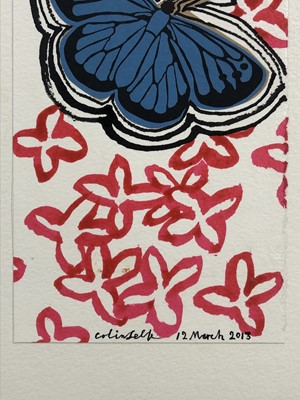 Lot 1104 - Colin Self (b. 1941) watercolour - Butterfly, signed and dated 12 March 2013