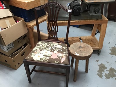 Lot 870 - Georgian mahogany dining chair and rustic milking stool (2)