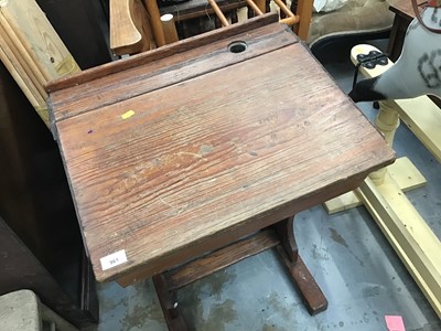 Lot 961 - Vintage stained pine children's school desk