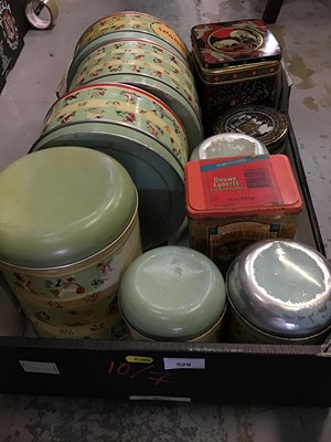 Lot 528 - Selection of vintage biscuit tins and storage tins
