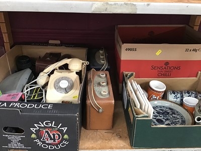 Lot 547 - Vintage telephone, Roberts radios and cameras