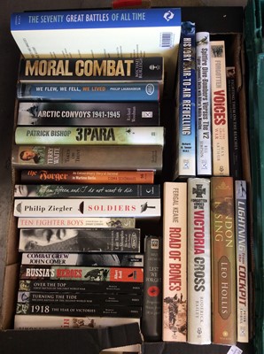 Lot 410 - Three boxes military related books including 3 Para, RAF, First and Second World Wars