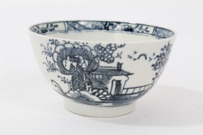 Lot 57 - 18th century Lowestoft blue and white porcelain tea bowl, decorated with a chinoiserie pattern, ex. Sutherland collection