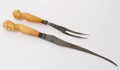 Lot 103 - Victorian Ivory handled carving set, in the form of Victoria and Albert