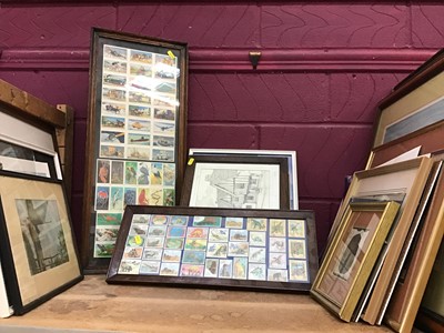Lot 505 - Framed cigarette cards and stamps plus pictures and and prints