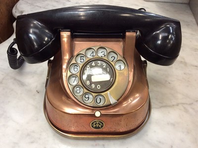 Lot 471 - Vintage FTR copper and Bakelite telephone