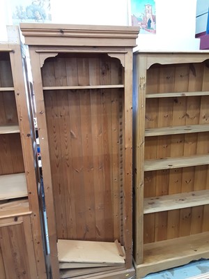 Lot 928 - Narrow pine open bookcase with adjustable shelves