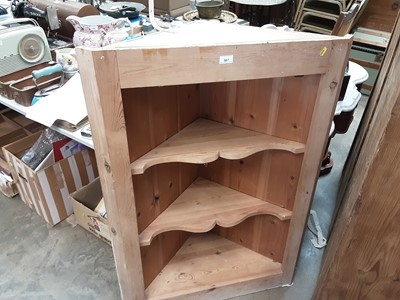 Lot 967 - Old pine hanging corner cupboard