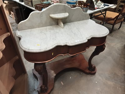Lot 968 - Victorian mahogany marble topped wash stand