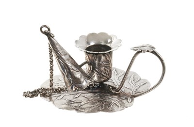 Lot 318 - William IV silver miniature chambers stick and snuffer by Joseph Willmore, Birmingham