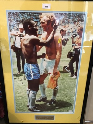 Lot 350 - Football programmes and signed Pele print together with Bobby Moore at the Mexican World Cup 1970