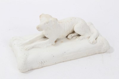 Lot 142 - Minton biscuit model of a setter, c.1831-40
