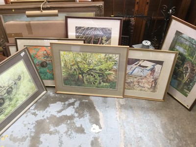 Lot 184 - Charles Clifford Turner 'Taff', group of six watercolour studies of disused Farming implements (6)
