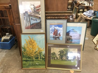 Lot 187 - Charles Clifford Turner 'Taff', group of four watercolour studies of boats and landscapes, together with an oil (5)