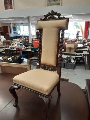 Lot 916 - Victorian prie-dieu chair with upholstered seat and back and spiral twist supports