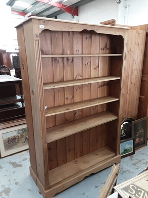 Lot 929 - Large pine open bookcase with adjustable shelves