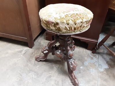 Lot 935 - Victorian mahogany piano stool with adjustable revolving seat