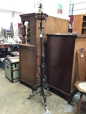 Lot 941 - Victorian copper and iron lamp stand - 154cm high