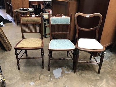 Lot 942 - Two Edwardian inlaid bedroom chairs and one other